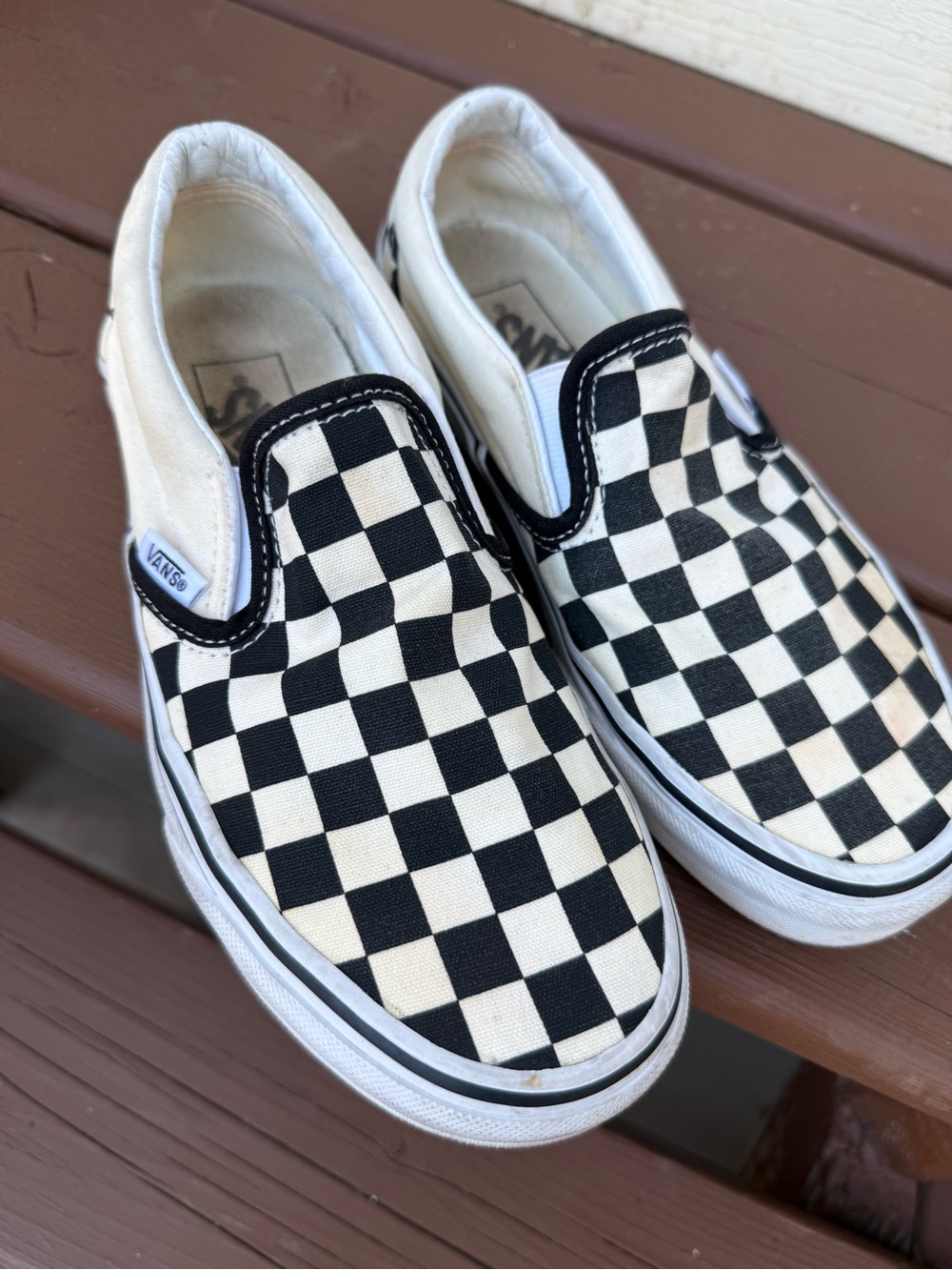 Vans Kids Checkerboard Slip-On Sneakers - Black and White